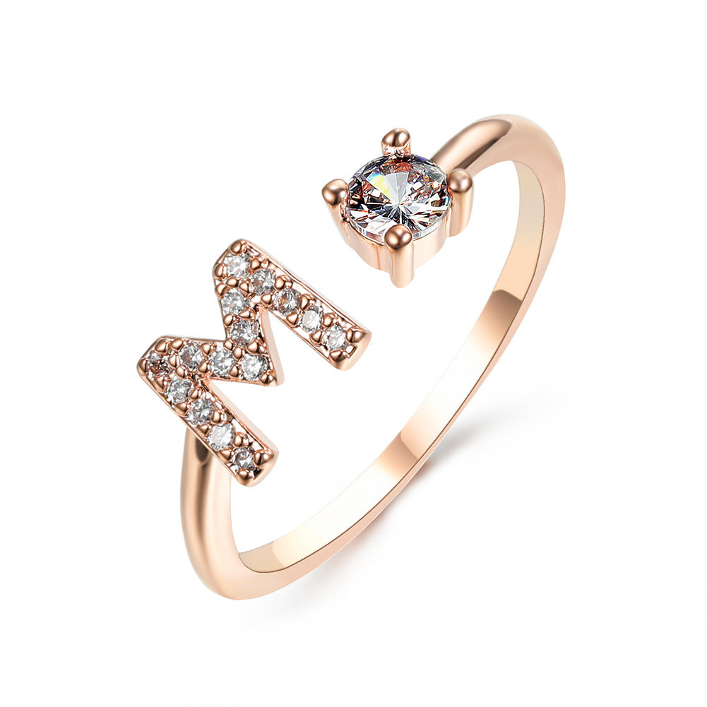 Image du produit Bague Initiale Ajustable – Élégance Personnalisée en Argent/Doré | Bijou Raffiné pour Femme