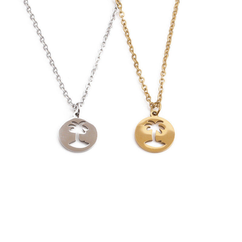 Pendentif en Acier Titane - Design Arbre de Coco, Élégant et Durable, Parfait pour un Style Unique et Tendance !