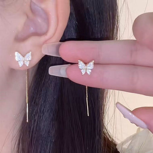 Image du produit 925 Silver Needle Long Tassel Butterfly Earrings