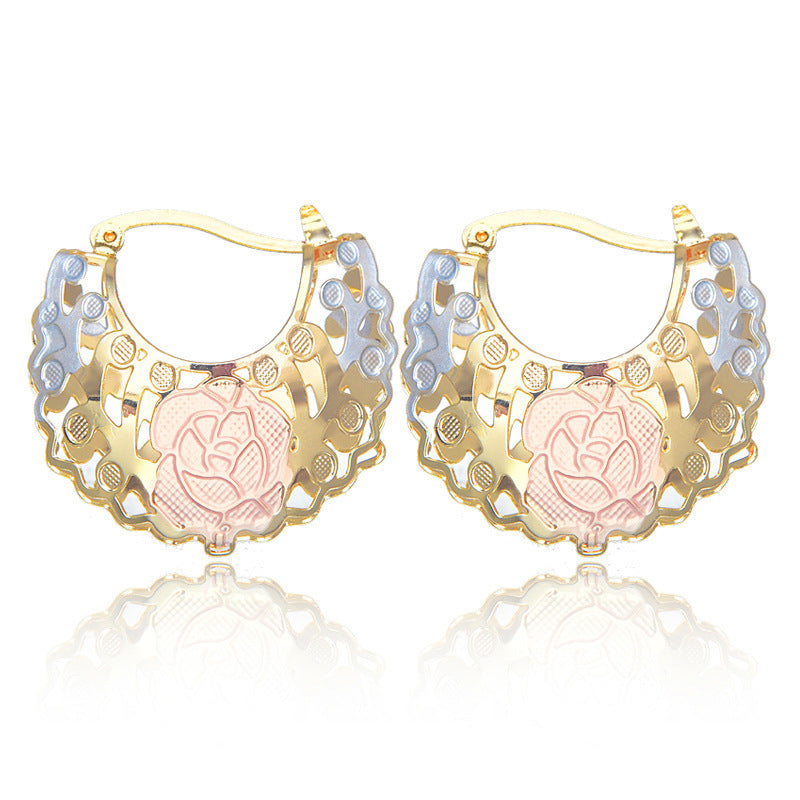✨ Boucles d'Oreilles Rosette Creuse & Hoops Dorés - Élégance Chic, Design Raffiné, Confort Optimal !