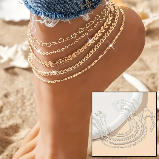 Ensemble de Bracelets Cheville Bohème - Style Été Élégant, Parfait pour Sublimer vos Tenues de Plage