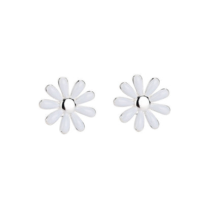 Boucles d'Oreilles en Argent S925 - Design Marguerites Éclatantes, Élégance Unique pour un Style Quotidien Chic