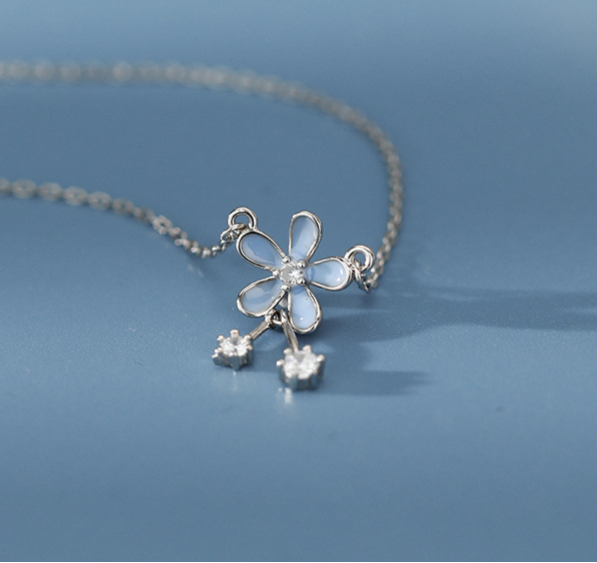 💎 Collier en Argent Pur S999 - Design Floral Élégant, Idéal pour l'Été et les Occasions Spéciales