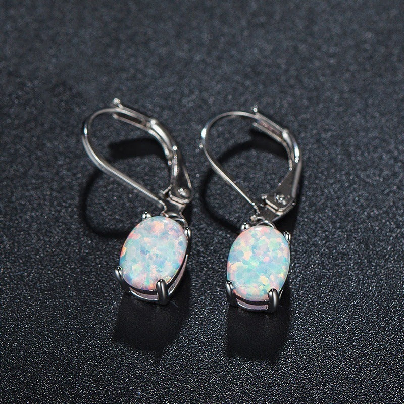 ✨ Élégantes Boucles d’Oreilles Opale Ovale - Design Raffiné à 4 Griffes, Un Style Européen et Américain Intemporel ✨