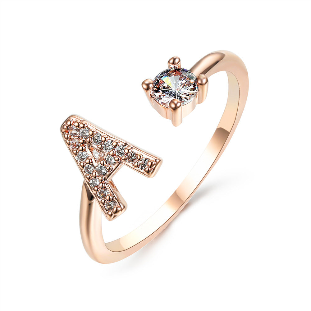 Image du produit Bague Initiale Ajustable – Élégance Personnalisée en Argent/Doré | Bijou Raffiné pour Femme