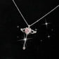 Collier Élégant avec Cristal - Ailes d'Ange et Cœur Mobile, Cadeau Idéal pour la Saint-Valentin et les Occasions Spéciales