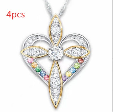 💖 Pendentif Croix Cœur Élégant - Design Raffiné, Symbole d'Amour Durable, Cadeau Idéal pour Toutes Occasions