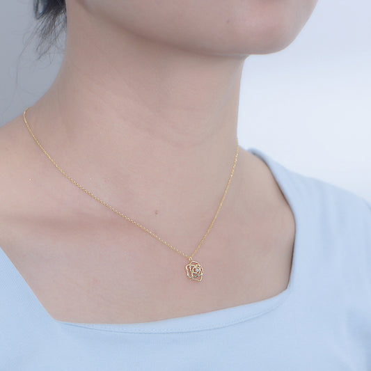 Collier en Argent Sterling - Motif Rose Vintage, Élégance Intemporelle pour Sublimer Votre Style !