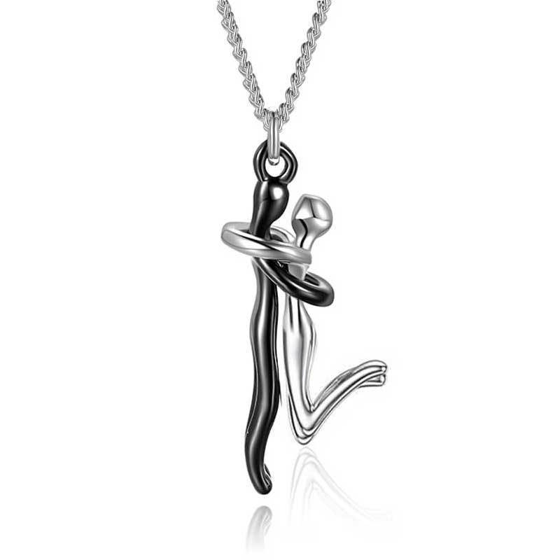 Pendentif Couple Humanoïde - Design Unique, Symbole d'Amour Éternel, Cadeau Parfait pour les Amoureux !