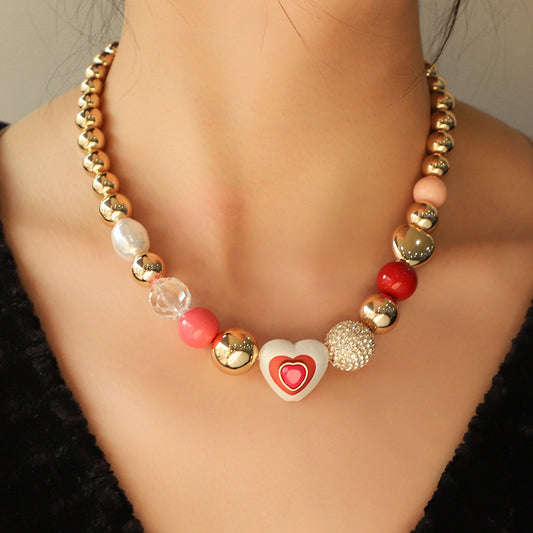 🌟 Bracelet Élégant en Perles - Design Cœur & Tons Pêche, Fait Main, Accessoire Parfait pour Sublimer Votre Style !