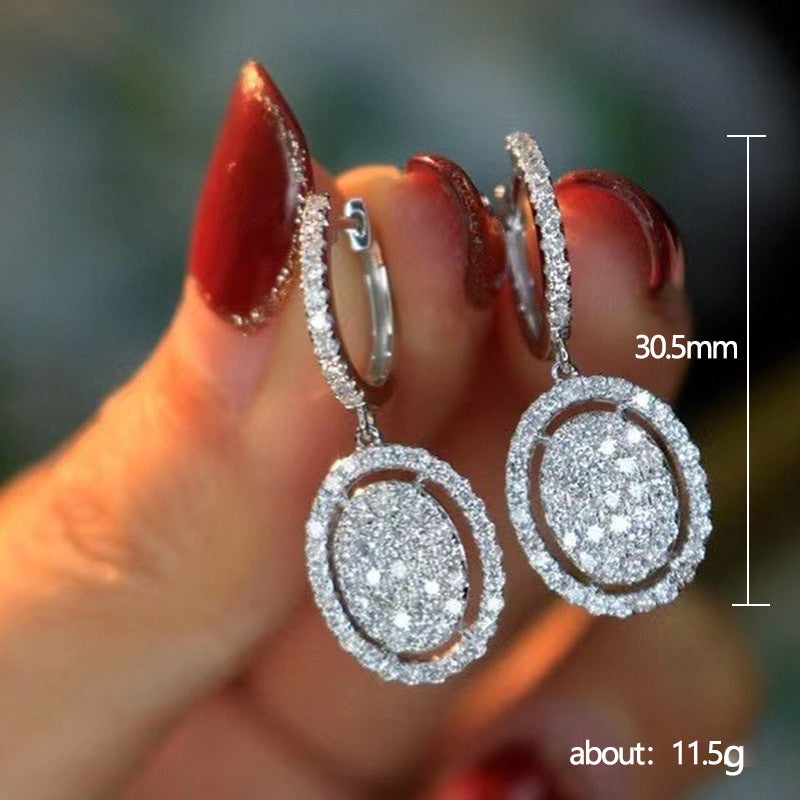 ✨ Boucles d'Oreilles Ovales en Or Blanc - Élégance Éternelle, Parfaites pour Éblouir à Chaque Occasion