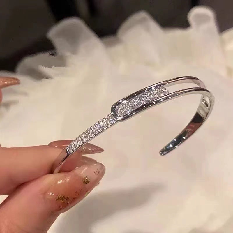 ✨ Bracelet Raffiné en Argent S925 - Incrusté de Diamants, Style Coréen Tendance et Élégance Intemporelle