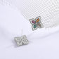 🌿 Boucles d'Oreilles S925 en Argent - Diamants Couleur Herbe à Quatre Feuilles, Élégance et Raffinement au Quotidien
