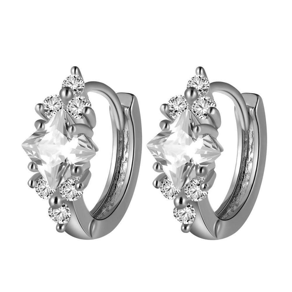 Boucles d’Oreilles Élégantes Personnalisées - Design Carré en Zircon, Style Européen et Américain Chic