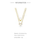 Collier en Argent Sterling Cœur Creux Double Couche - Design Élégant avec Diamant, Chic et Raffiné
