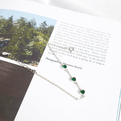 ✨ Bracelet Chic en Argent S925 - Style Rétro Français, Trois Émeraudes, Élégance Intemporelle et Unique