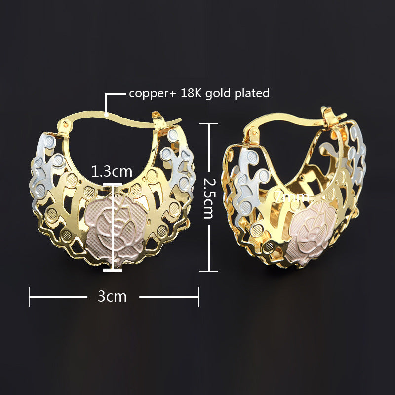 ✨ Boucles d'Oreilles Rosette Creuse & Hoops Dorés - Élégance Chic, Design Raffiné, Confort Optimal !