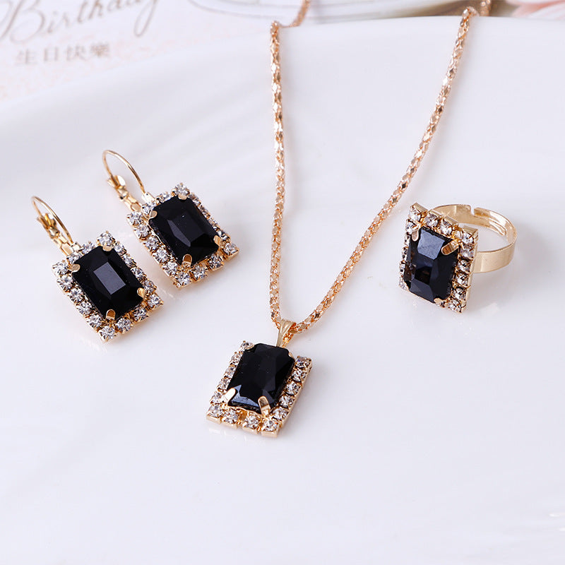 ✨ Coffret Bijoux en Cristal Élégant - Collier, Boucles d'Oreilles & Bague, Brillance Exceptionnelle pour Toutes Occasions