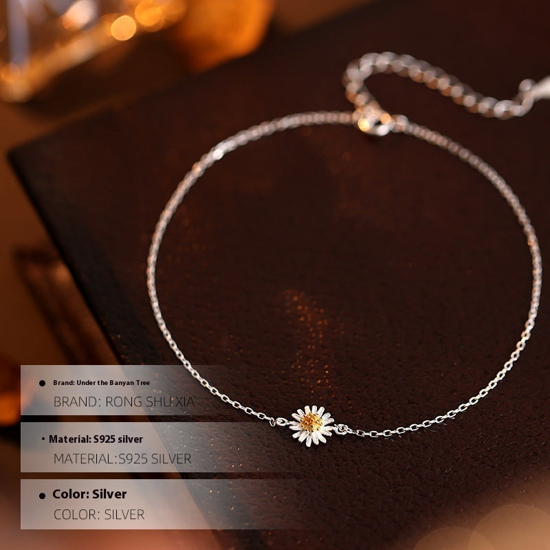 ✨ Bracelet de Cheville Élégant en Argent S925 - Design Floral Chic, Idéal pour Élever Votre Style! 🌸