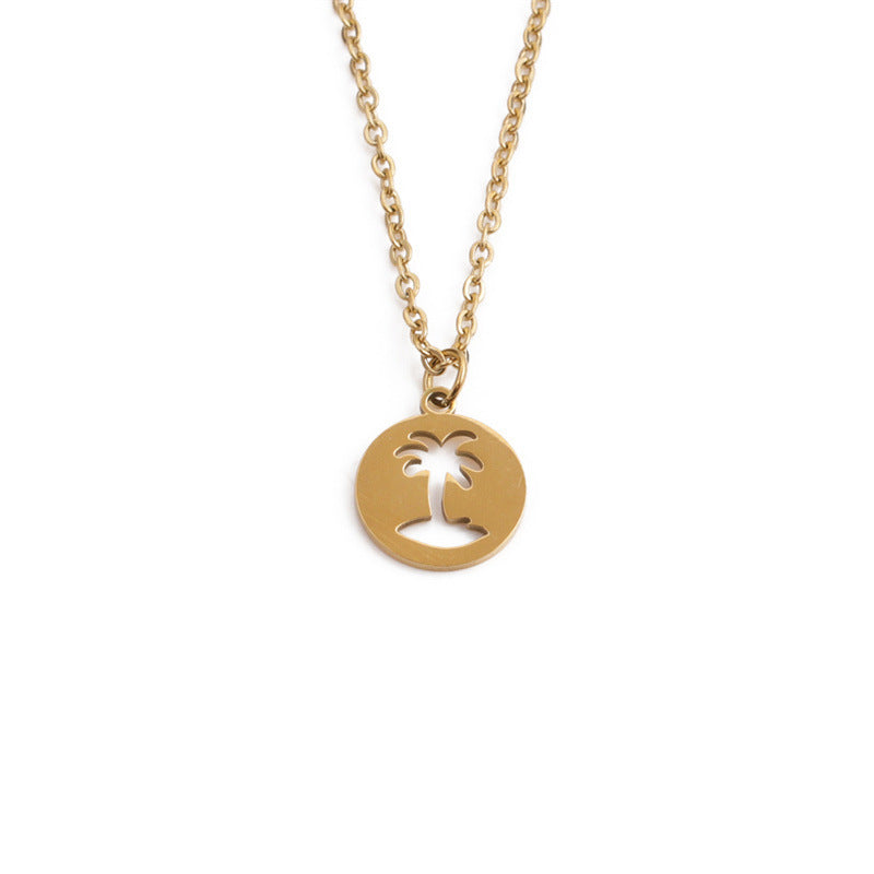 Pendentif en Acier Titane - Design Arbre de Coco, Élégant et Durable, Parfait pour un Style Unique et Tendance !
