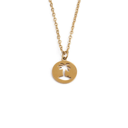 Pendentif en Acier Titane - Design Arbre de Coco, Élégant et Durable, Parfait pour un Style Unique et Tendance !
