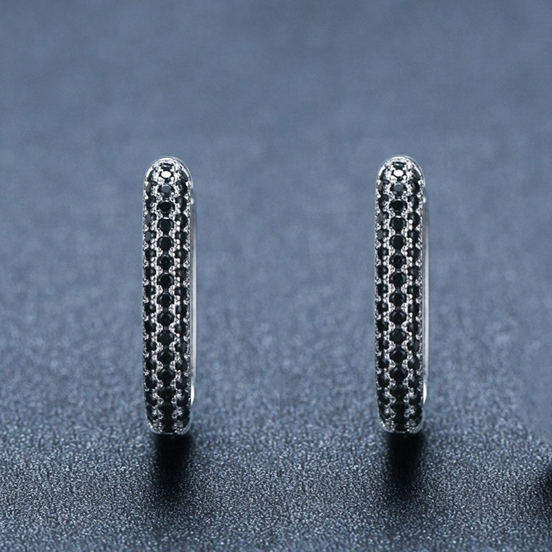 ✨ Boucles d'Oreilles en Zircon Noir - Artisanat Français, Design Élégant, Élégance Inégalée pour Sublimer Votre Look 🌟
