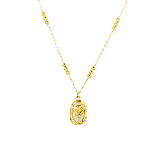 🌹 Raffiné Collier Pendentif Rose Blanche en Nacre - Élégance Intemporelle pour Sublimer Votre Style au Quotidien