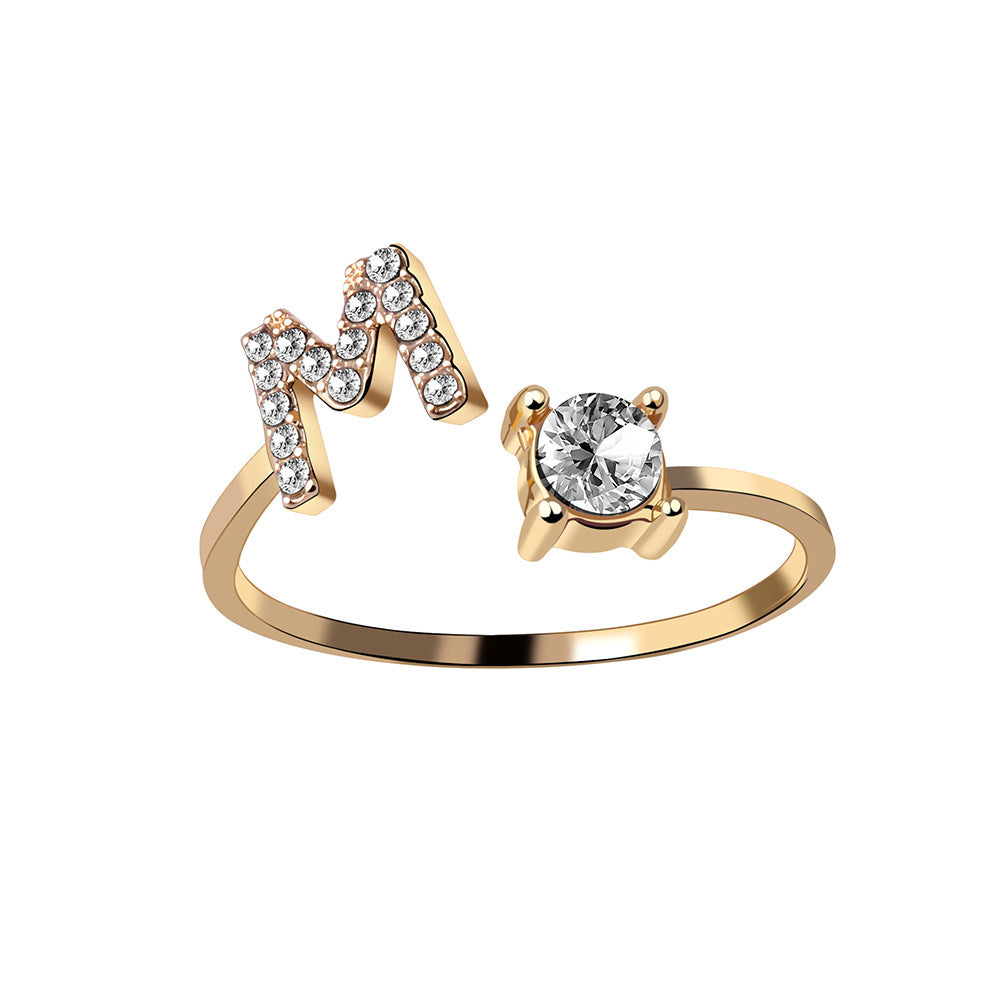 Image du produit Bague Initiale Ajustable – Élégance Personnalisée en Argent/Doré | Bijou Raffiné pour Femme