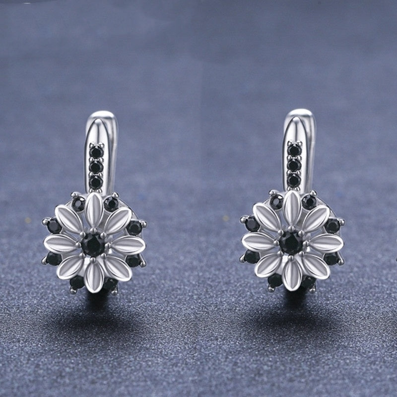 🌟 Éclat Fleur Cuivre: Boucles d'Oreilles Femme avec Zircon 🌸✨