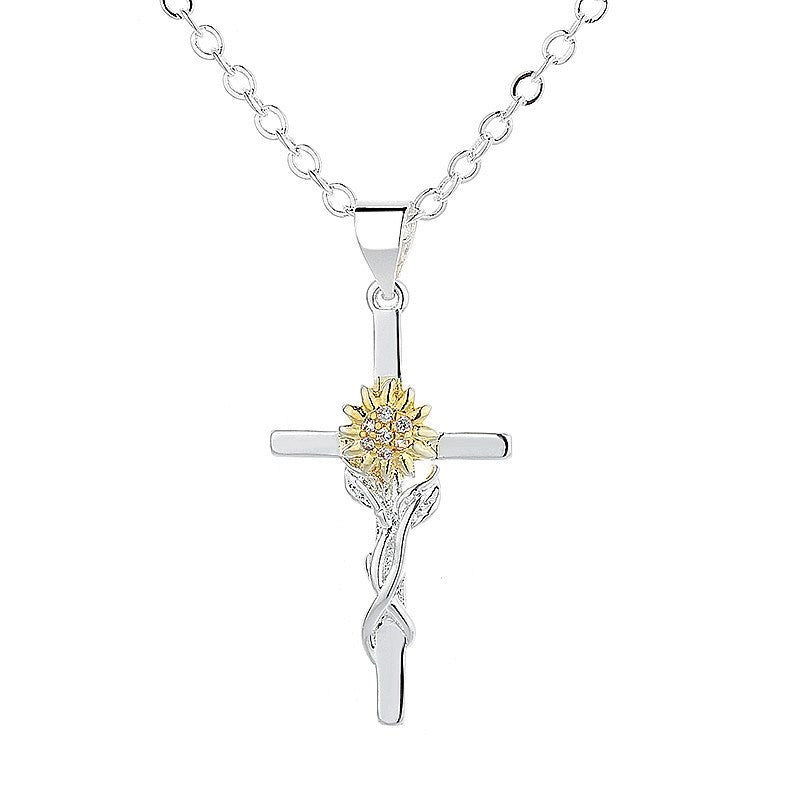 🌻 Élégant Collier Pendentif Tournesol Bi-Color - Mix Or & Argent, Cadeau Idéal pour Sublimer Votre Style