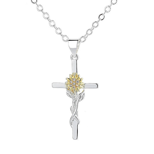 🌻 Élégant Collier Pendentif Tournesol Bi-Color - Mix Or & Argent, Cadeau Idéal pour Sublimer Votre Style