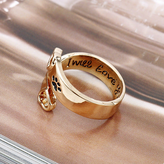 "✨ Bague Élégante en Alliage - Design Patte de Chien Creuse 🐾, Cadeau Idéal pour les Amoureux des Animaux"
