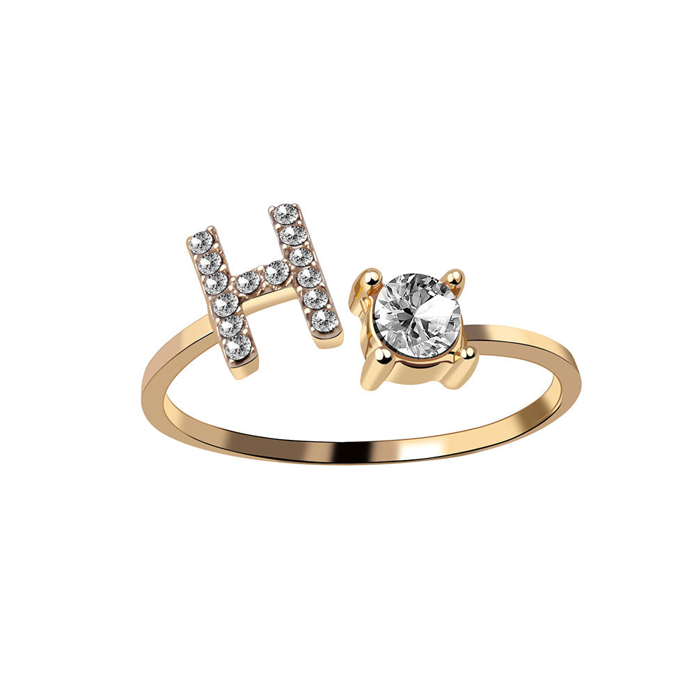 Image du produit Bague Initiale Ajustable – Élégance Personnalisée en Argent/Doré | Bijou Raffiné pour Femme