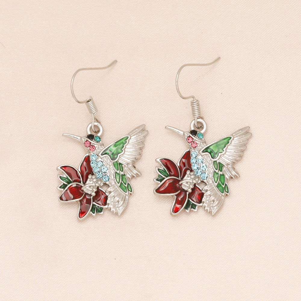 ✨ Boucles d'Oreilles Colibri en Diamants - Design Élégant, Éclat Éblouissant, Parfaites pour Briller en Toute Occasion 💎