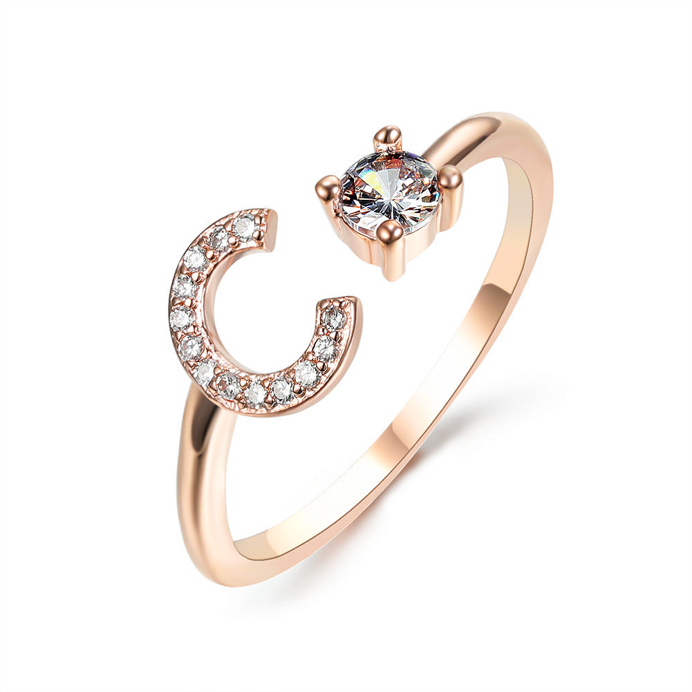 Image du produit Bague Initiale Ajustable – Élégance Personnalisée en Argent/Doré | Bijou Raffiné pour Femme