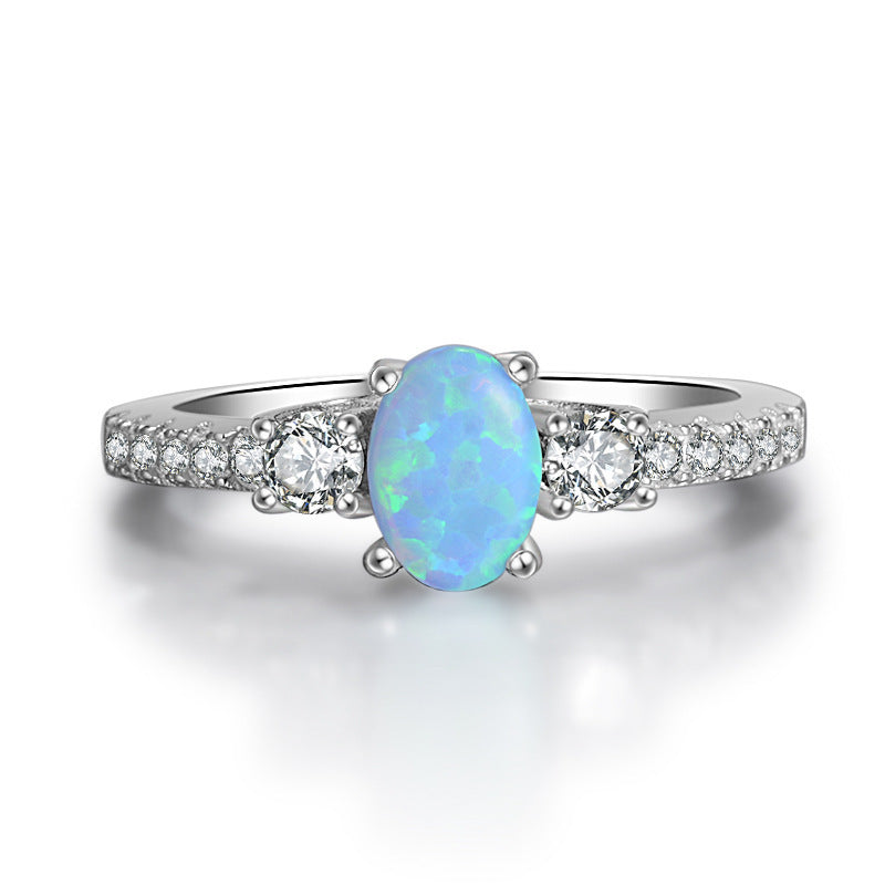 ✨ Sublime Bague en Argent S925 - Opale Étincelante et Diamants Colorés, Élégance Unique pour Toutes Vos Occasions ✨
