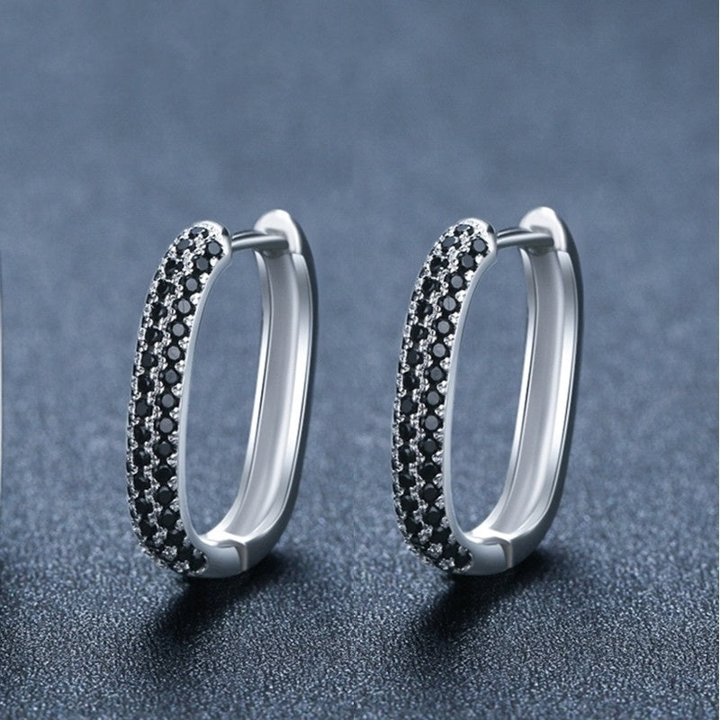 ✨ Boucles d'Oreilles en Zircon Noir - Artisanat Français, Design Élégant, Élégance Inégalée pour Sublimer Votre Look 🌟