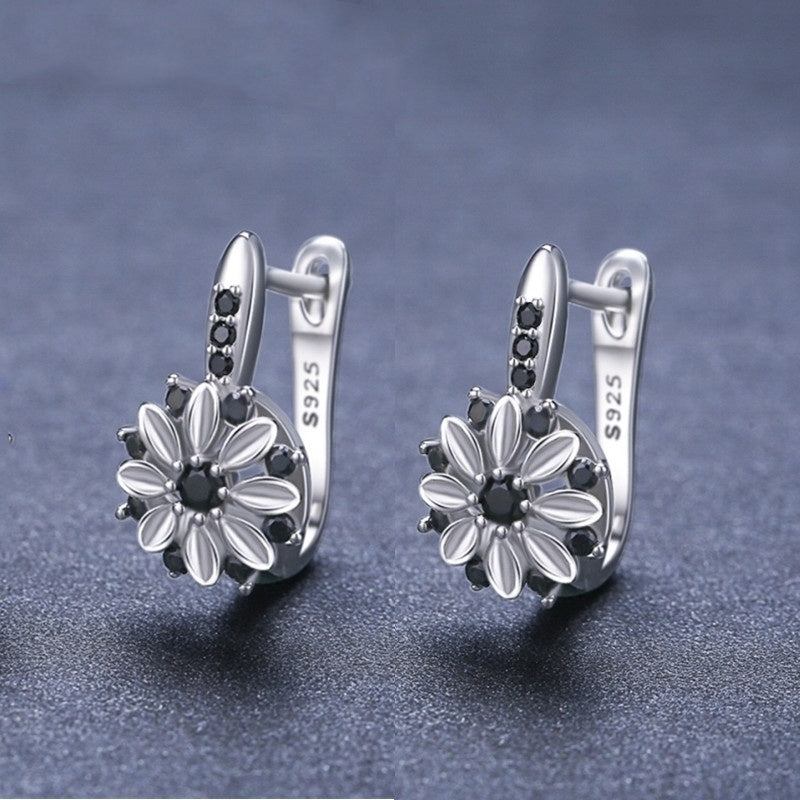 🌟 Éclat Fleur Cuivre: Boucles d'Oreilles Femme avec Zircon 🌸✨