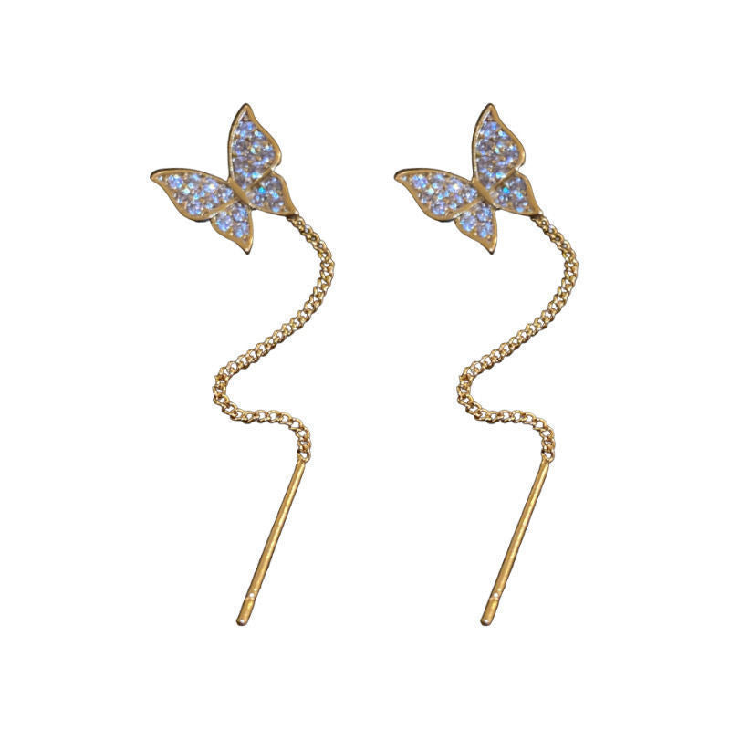 Image du produit 925 Silver Needle Long Tassel Butterfly Earrings