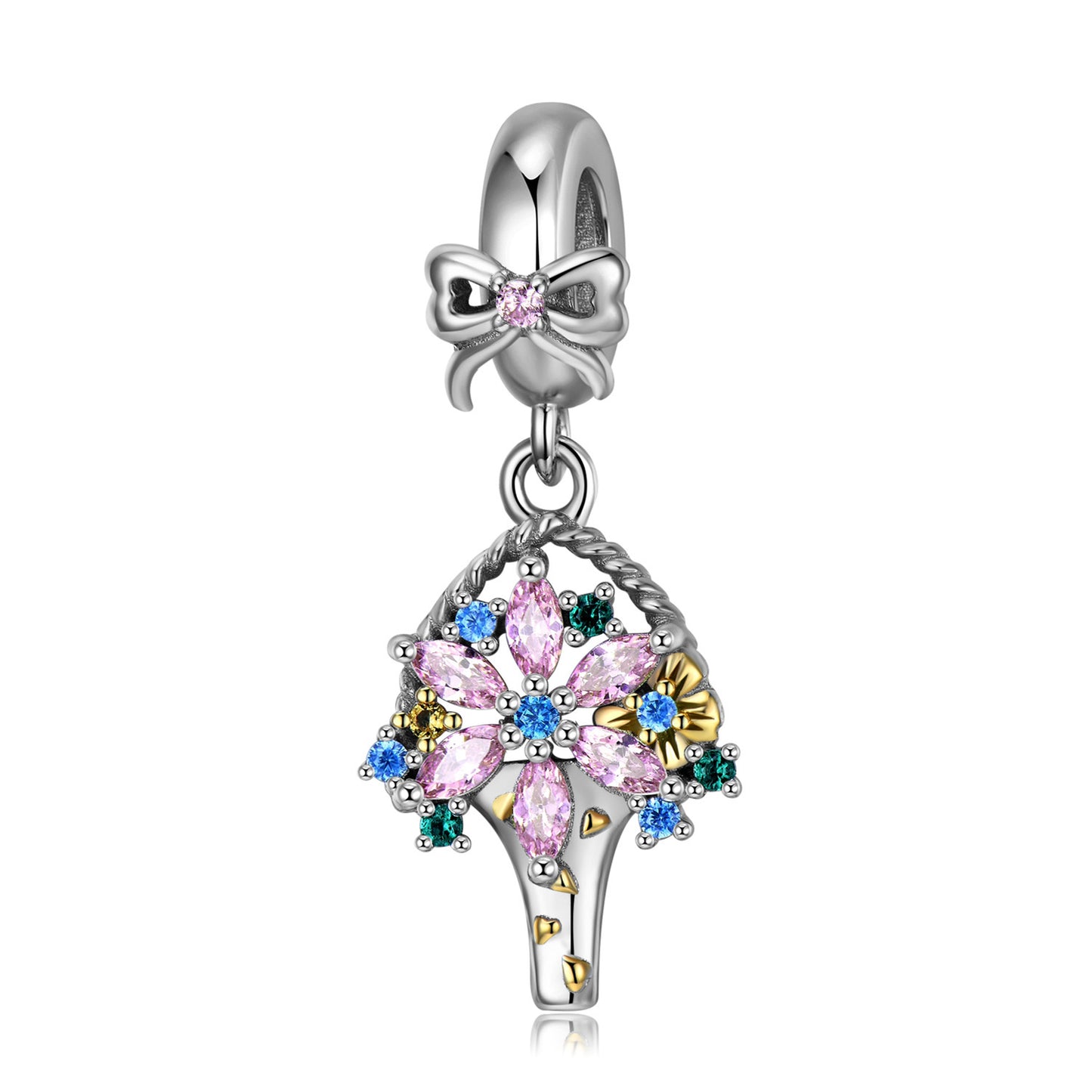 🌸 Pendentif Élégant en Argent 925 - Accessoire DIY pour la Fête des Mères, Cadeau Unique et Personnalisé