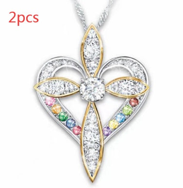 💖 Pendentif Croix Cœur Élégant - Design Raffiné, Symbole d'Amour Durable, Cadeau Idéal pour Toutes Occasions