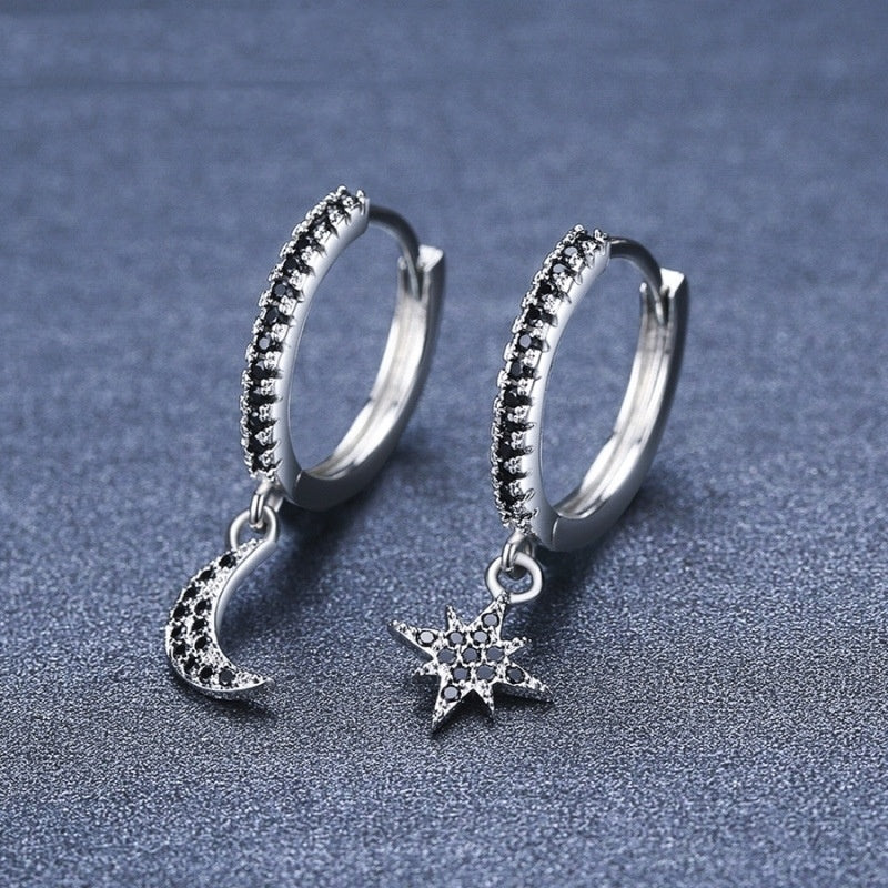 ✨ Élégantes Boucles d'Oreilles Étoile et Lune - Cuivre Premium, Design Raffiné, Accessoire Féminin Unique 🌙