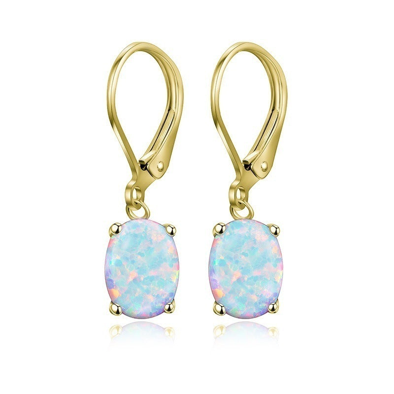 ✨ Élégantes Boucles d’Oreilles Opale Ovale - Design Raffiné à 4 Griffes, Un Style Européen et Américain Intemporel ✨