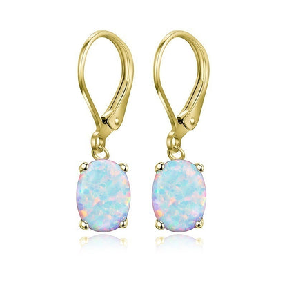 ✨ Élégantes Boucles d’Oreilles Opale Ovale - Design Raffiné à 4 Griffes, Un Style Européen et Américain Intemporel ✨