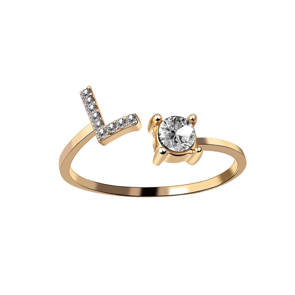 Image du produit Bague Initiale Ajustable – Élégance Personnalisée en Argent/Doré | Bijou Raffiné pour Femme