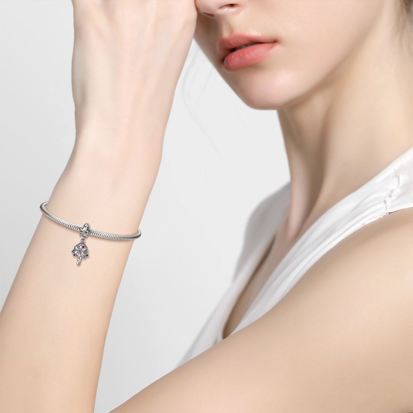 🌸 Pendentif Élégant en Argent 925 - Accessoire DIY pour la Fête des Mères, Cadeau Unique et Personnalisé