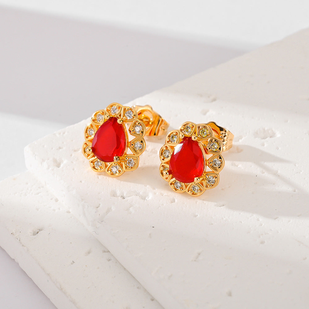 Boucles d'Oreilles en Zircon Multicolores – Éclat Vibrant, Style Intemporel !
