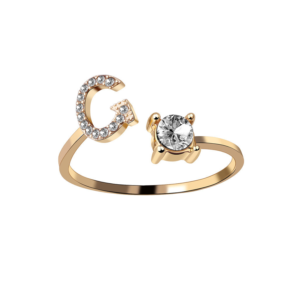 Image du produit Bague Initiale Ajustable – Élégance Personnalisée en Argent/Doré | Bijou Raffiné pour Femme