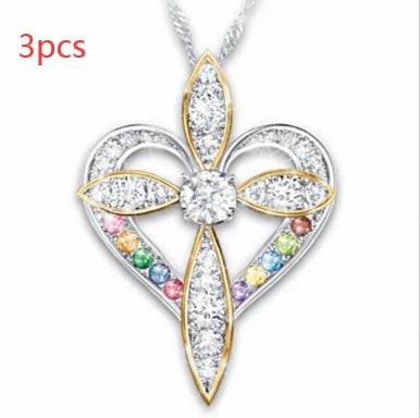 💖 Pendentif Croix Cœur Élégant - Design Raffiné, Symbole d'Amour Durable, Cadeau Idéal pour Toutes Occasions