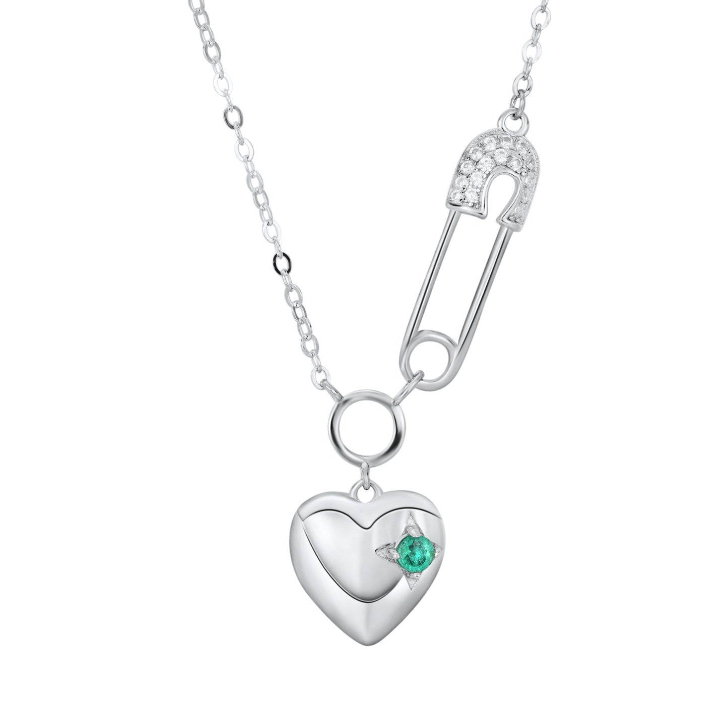 ✨ Collier Éclatant en Argent S925 - Pendentif Cœur Émeraude, Élégance Éternelle, Cadeau Parfait pour Femme